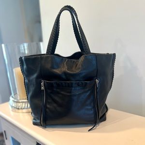 ALLSAINTS Fleur de lis East /West  Leather Tote In Black Style WB055H